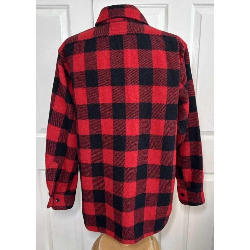 Vintage Men's PENNEY'S TOWNCRAFT Red Plaid Flannel Wool Shirt Sz 15.5 L 40 Chest